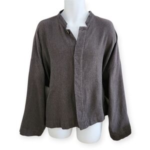 CP Shades Womens Chocolate Brown Oversized Button Up Shacket Size L